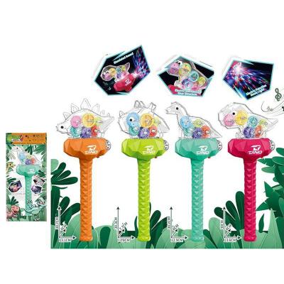 China 2022 Hot Selling Plastic Dinosaur Stick Toy Kids Magic Wand Light Twinkle Gear Teeth for sale