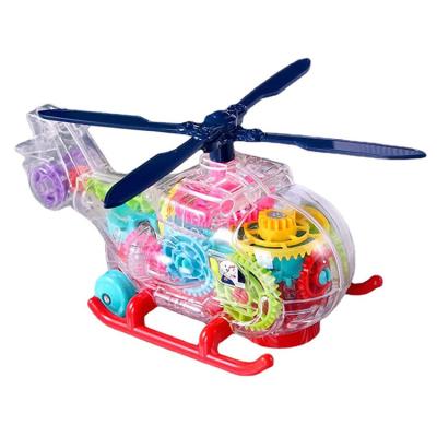 China 2021 Flashing Transparent Mini Helicopter Toys With Light And Music Electric Universal Aircraft Toy For Kids for sale