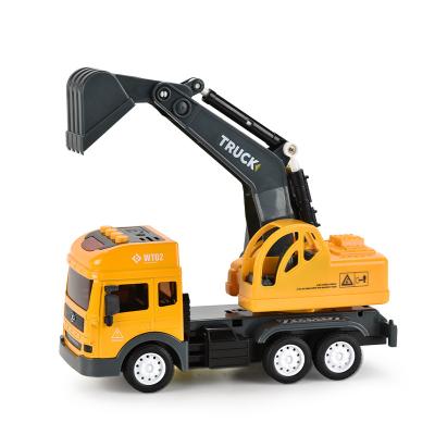 China Diecast Inertial Vehicle Toy Truck Car Alloy Engineering Construction Toy Friction Excavator Concrete Mixer for sale