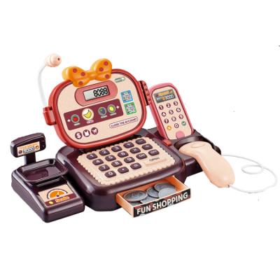 China Newest ABS Simulation Plastic Children Play Cash Register Set Toy Supermarket Pretend Play Toys for sale