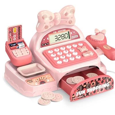 China ABS plastic cash register simulated toyGirl Supermarket Pretend Play Set with Light and Sound for sale