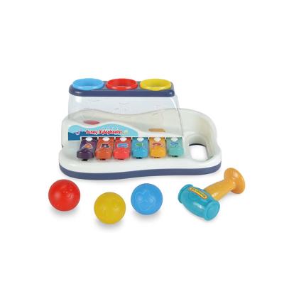 China Early Education Plastic Baby Toy Enlighten Xylophone With 3 Color Balls/Little Hammer For Kids Boys And Girls for sale