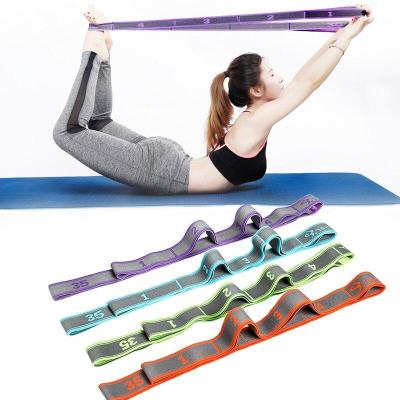 China Yoga Props Pull Strap Belt Elastic Polyester Latex Latin Dance Stretching Band Loop Yoga Pilates GYM Fitness Exercise Resistance Bands for sale