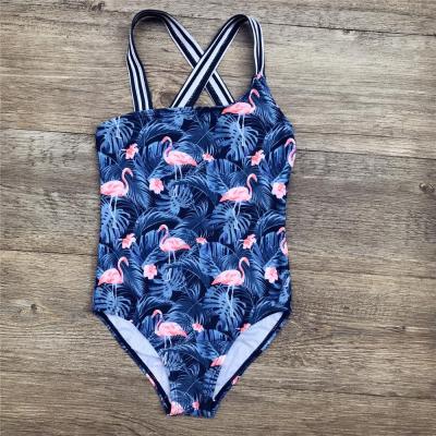 China 2020 Kids Girls Monokini Monokini One Piece Swimwear Kids Swimsuit Breathable Flamingo Printing 3-14 Years for sale