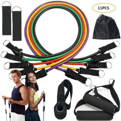 China 11pcs Pull Rope Latex Resistance Adjustment Workout Exercise Yoga Tubes Pull Rope Expander Elastic Bands Rubber Fitness With Bag for sale