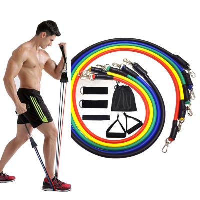 China Set Promoter 15 Pcs Rubber Chest String Resistance Gym Equipment Exercise Bands Pull Rope Fitness Elastic Training Expander for sale