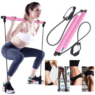 China Pull Rope Kit With Resistance Bands Exerciser Pull Rope Yoga Fitness Sports Gym Workout Stick Pilates Exercise Bar for sale