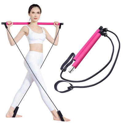 China Pilates Stick Workout Bar Kit Resistance Exercise Portable Fitness Pilates Stick Workout Bodybuilding Yoga Elastic Band for sale