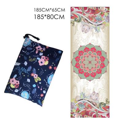 China Yoga Fitness Sports Beach Towel Microfiber Absorbsweat Goodgrip Fitness Workout Pilates Printed Non-Slip Yoga Cover Mat Cover Free Bag for sale