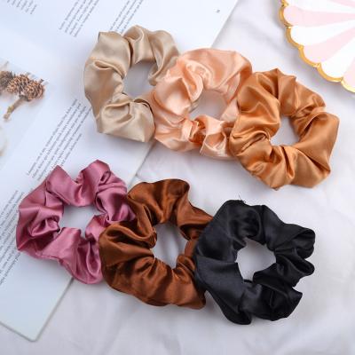 China Decorate 3.9 Inch Women Scrunchie Silk Elastic Band Ponytail Holder Hairband Handmade Multicolor Hair Accessories for sale