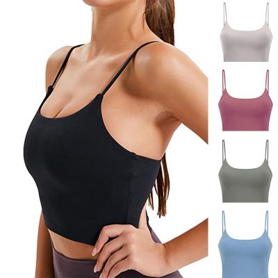 China Breathable Women Padded Sports Fitness Workout Shirts Yoga Aplet Cami Tank Top With Built In Bra for sale