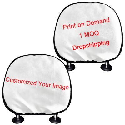 China Comfortable Custom Funny Car Headrest Cover Advertising Car Bus Feeling Drive Rest Head Cover Sublimation Print Interior Custom Decorative Accessories for sale