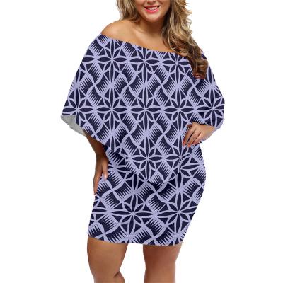 China Custom Made Sexy Birthday Bodycon Mini Dress Woman Party Fashion Anti-Static Polynesian Tribal Traditional Purple Print Dress Polyester Women for sale