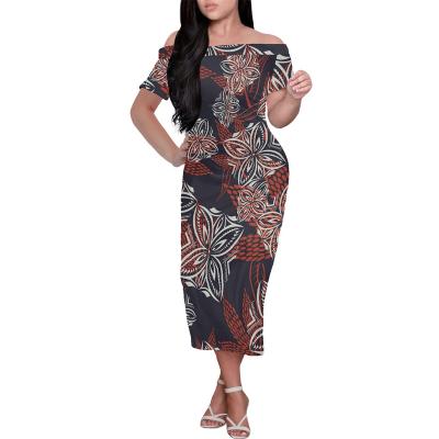 China Wholesale Dropshipping Breathable Women Plus Size Polynesian Tribal Samoan Cool Office Bodycon Tapa Dresses Flower Print Custom Pencil Size for sale