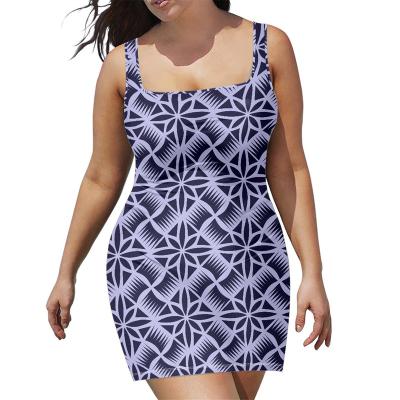 China Custom Made Sexy Polynesian Tribal Traditional Purple Print Hip Dress Summer Anti-Static Women Sundress Waist Tank Top Dress Plus Size for sale