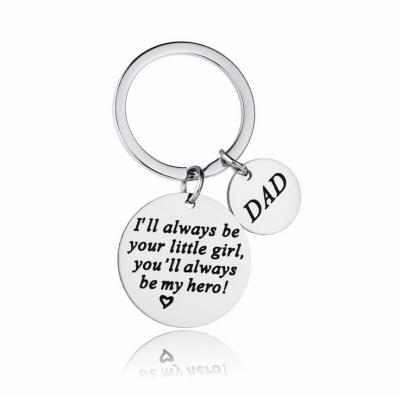 China Metal Father's Day Gift I Will Always Be Your Granddaughter My Hero Keychain Stainless Steel Key Chain for sale