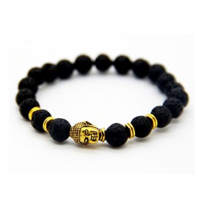 China Natural Stone Lava Stone Buddha Bracelet with Beaded Spacer Bracelet for sale