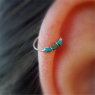 China Helix Earring Cartilage Tragus Zinc Alloy Thin Turquoise Piercing Extra Thin Tiny Circle Piercing Jewelry for sale