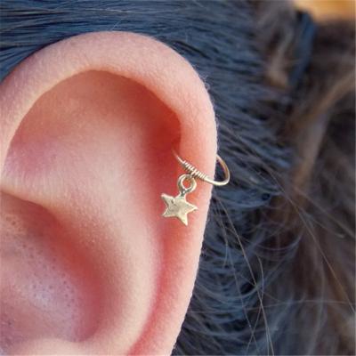 China Zinc Alloy Tiny Helix Circle Earring Cartilage Star Gold Piercing Jewelry for sale