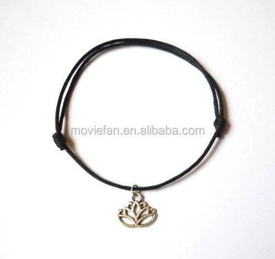 China ALLOY Adjustable Leather Lotus Flower Anklet Buddha Anklet for sale