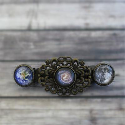 China Moon Earth and Moon Barrette Space Hair Clip Space Hairpin G0396 for sale