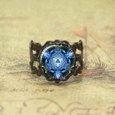 China Hippie Antique Type Ring Mandala ALLOY Wisdom Buddha Photo Glass Cabochon Ring for sale