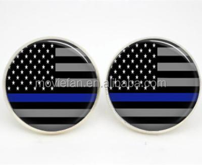 China ALLOY Blue Line Thin Glass Earrings American Flag Photo Earrings Stud Post for sale