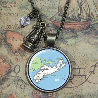 China Nova Scotia Necklace Halifax Pendant Necklace Canada Photo Glass Cabochon Necklace11 ALLOY Map for sale