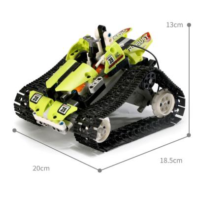 China RC model DIY assemble building block crawler tank toys rc car for kids 5 in 1 technology 402pcs remote control toys for sale