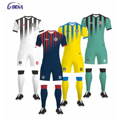 China Wholesale Factory Soccer Uniforms Youth Soccer Jersey Design Breathable Your Soccer Kit for sale