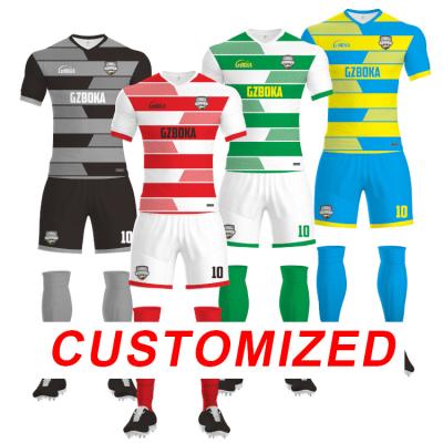 China Breathable 2019 World Cup Jersey Soccer Adults Soccer Wear Yellow And Green Color Soccer Uniforms For Men for sale