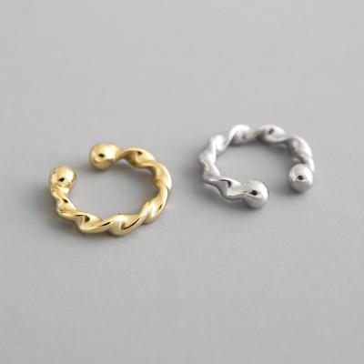 China Fashion 925 Sterling Silver Earrings Mobius 18k Gold Plated Ear Cuff For Women Cut On Non Pierce Earrings 1pcs for sale