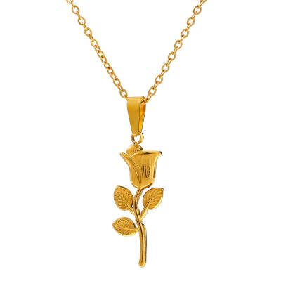 China BS302Z Stainless Steel Design 18k Gold Beautiful Rose Flower Pendant Necklace TRENDY Necklace for sale