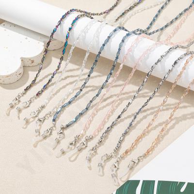 China Fashionable Transparent Handmade Masking Chain 75cm Crystal Glass Beaded Eyeglass Chains for sale