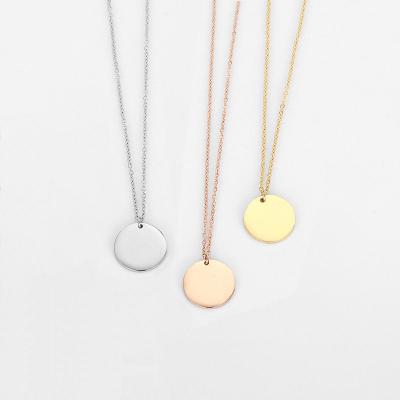 China TRENDY Personality Customized Stainless Steel Necklace Charms Layering Disc Around Necklace Jewelry Mother Dangle Women 13mm for sale