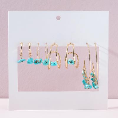 China BS2528 FASHIONABLE 2022 findings Chunky Gold Hoop Earrings Wholesale 4pairs/set spring jewelry turquoise for sale