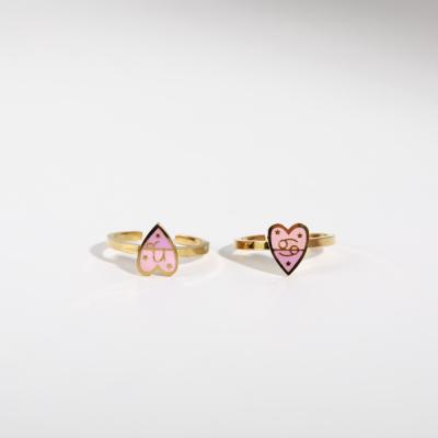 China BS0502 CLASSIC Trendy Ring Jewelry Women Fashion 18K Gold 12 Constellations Design Pink Heart Ring for sale