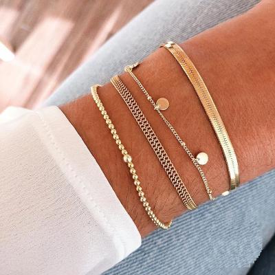 China Simple BS909 2021 CLASSIC 3MM Snake Chain Bracelet 18K Gold Plated 925 Sterling Silver Flat Snake Chain Bracelet For Women for sale