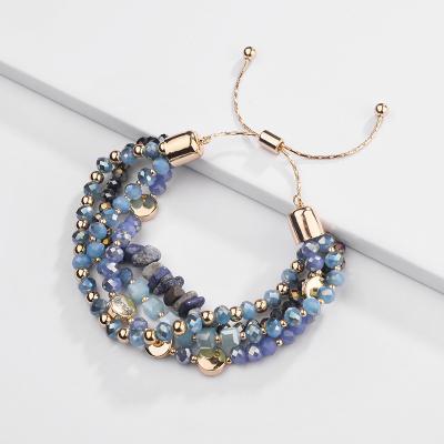 China 2019 ethnic the new big brand the same design shinny crystal natural stone beaded bracelets set for sale