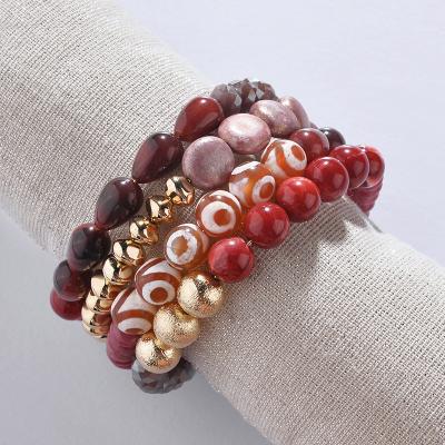 China 2019 Big Brand New Beaded Set Bracelets Same Design Elastic Stretch Resin Beaded Set Bracelets for sale