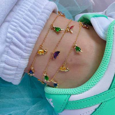 China XL02I FASHIONABLE Summer Jewellry 18K Gold Plated Beach Anklets XL02I Dirty Dinosaur Bracelet Anklet Necklace Set for sale