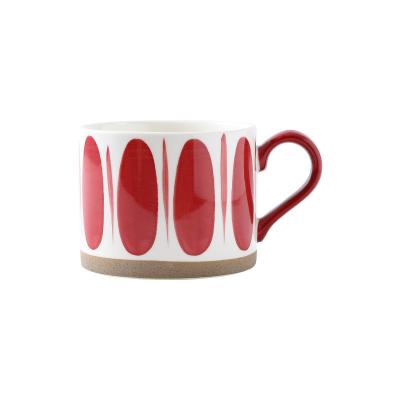 China Sustainable Manufacturer Simple Nordic Style Multi-pattern Mug With Handle Personalized Hand Painted Ceramic Mug for sale