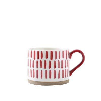 China 2022 fashion style style pattern viable popular minimalist red mug personalized hand painted ceramic mug for sale