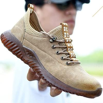 China Anti-Static Men Casual Steel Toe Safety Shoe Light Puncture Resistant Work Shoes Breathable Genuine Leather for sale