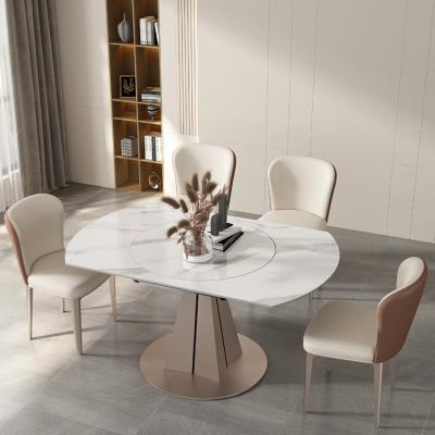 China Slate adjustable single dining table variable (height) round table with turntable home family small round foldable deformation table for sale