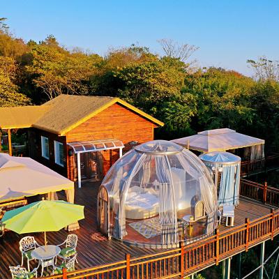 China Modern 3.5 meters luxury plastic glamping tent with bathroom hotel outdoor dome tent clear bubble dome for sale see through dome tent for sale