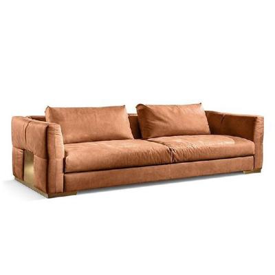 China Three-Seat Fabric Art-Sofa Combination Living Room Corner Extendable Italian Minimalist Villa Light Luxury Three-Seat Leather Sofa for sale