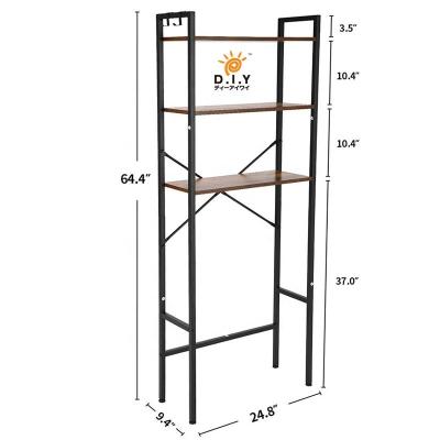 China Multifunctional Wooden DIY Laundry Set Convertible Standing 3 Tier Shelf Storage Organizer Rack Bathroom Accessories Above Toilet D31 for sale