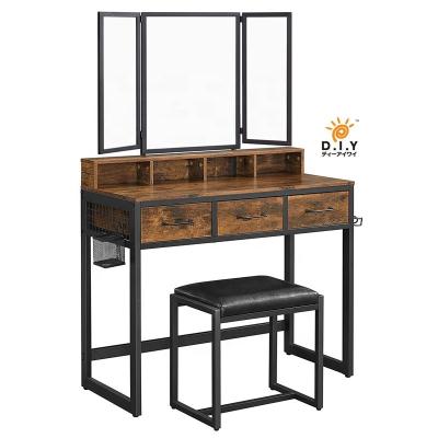 China D. I.Y Bedroom Furniture Vanity Modern Dressing Table With Makeup And Mirror Drawers D35 for sale