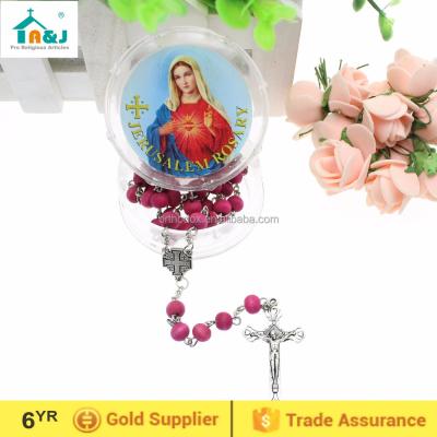 China A&J Jerusalem Wood Bead Perfume Wood Rosary for sale